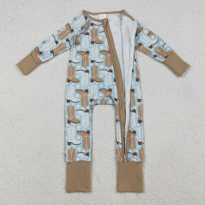 Baby Boys Rompers Boots Stars Plaid Western Two Way Zip Convertible Rompers LR2734 11.1