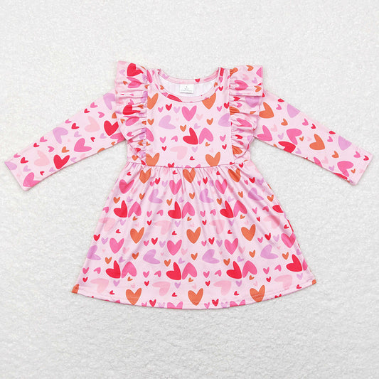 Baby Girls Dress Valentines Hearts Pink Knee Length Dresses GLD0460