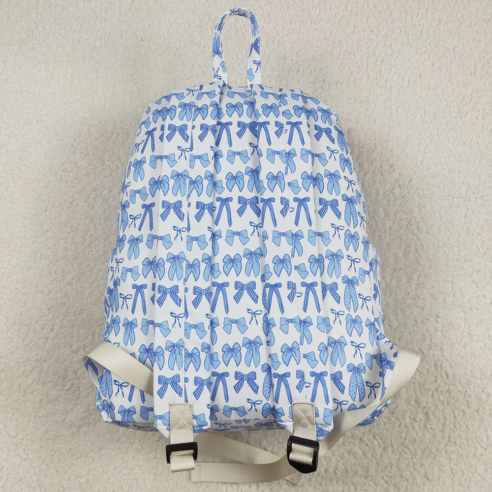 Baby Kids Backpacks Sky Blue Bows Plaid Zipper School Back Bags BA0322 7.19