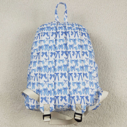 Baby Kids Backpacks Sky Blue Bows Plaid Zipper School Back Bags BA0322 7.19