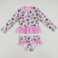 Baby Girls Swimsuits Pink Western Long Sleeve Top Bummie Swimsuits S0262