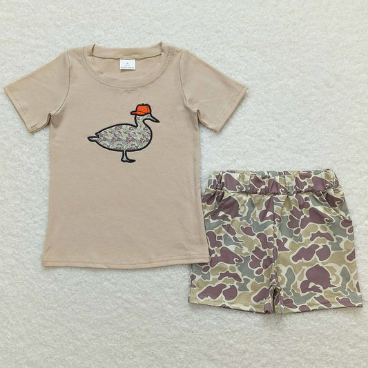 Baby Boys Clothes Khaki Camo Duck Shirt Top Shorts Sets BSSO0781