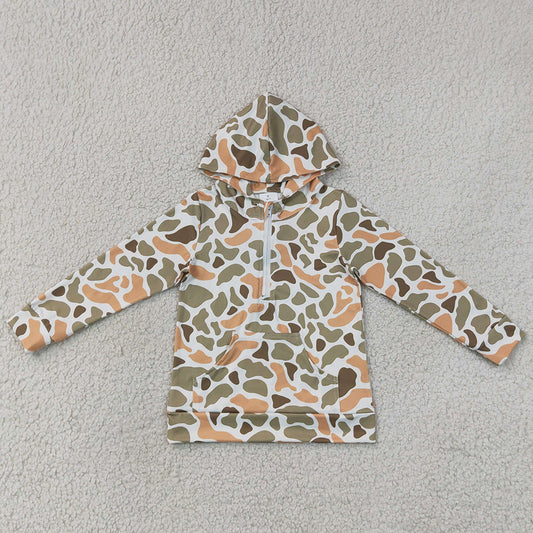 Baby Boys Clothes Long Sleeve Southern Green Yellow Camo Zip Pocket Hoodies Top BT1853