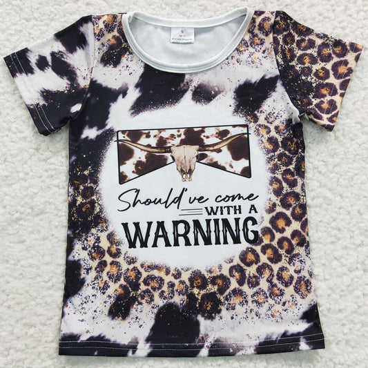 Baby Girls T-shirts Cow Skull Leopard Short Sleeve Girls Clothes Tops GT0194