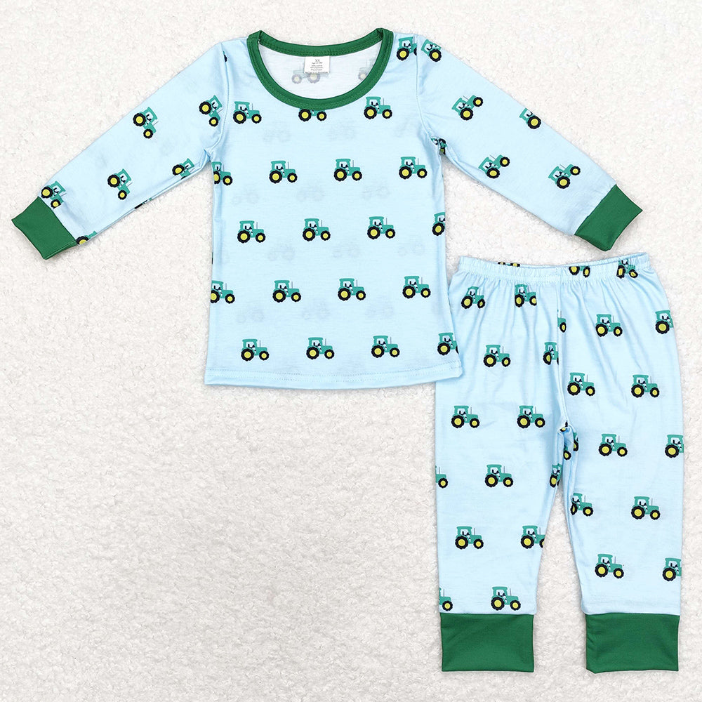 Baby Boys Pajamas Tractors Long Sleeve Bamboo Pajamas Clothes Sets BLP0607