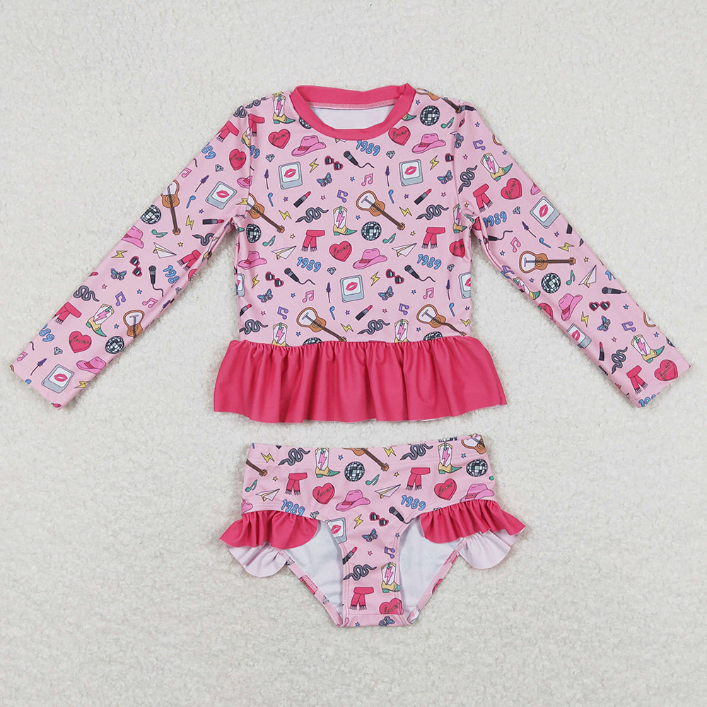 Baby Girls Swimsuits Fashion Long Sleeve Top Bummie Swimsuits S0293