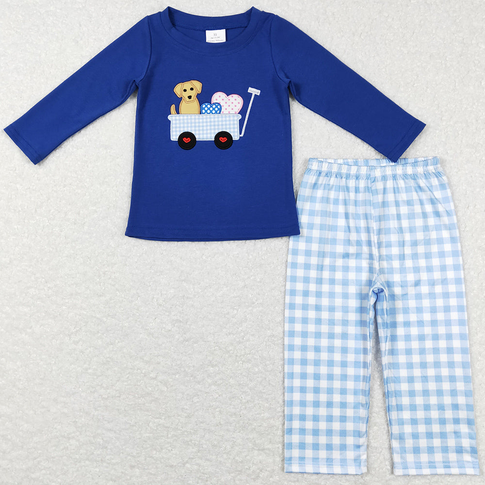 Baby Boys Clothes Valentines Hearts Tractor Shirt Pants Kids Sibling Sets BLP0402