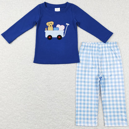 Baby Boys Clothes Valentines Hearts Tractor Shirt Pants Kids Sibling Sets BLP0402