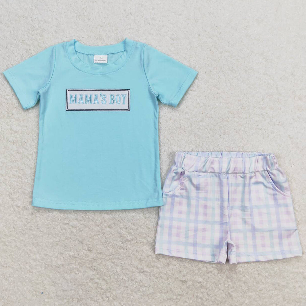 Baby Boys Clothes Mama's Boy Short Sleeve Tee Shirt Top Shorts Sets BSSO0624