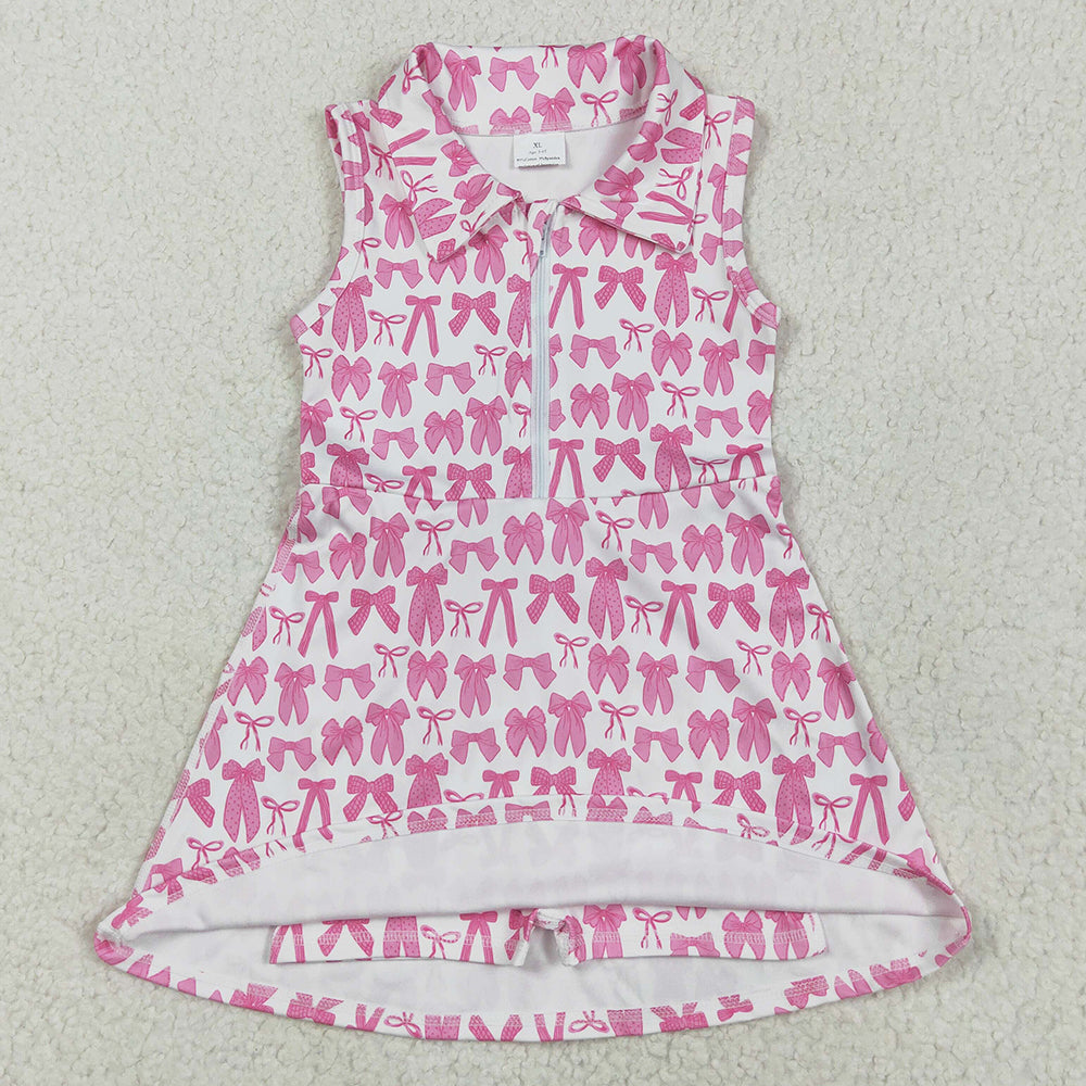 Baby Girls Dress Sleeveless Pink Bows Zipper Yoga Active Knee Length Dresses GSD2379 5.10