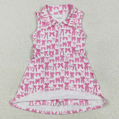 Baby Girls Dress Sleeveless Pink Bows Zipper Yoga Active Knee Length Dresses GSD2379 5.10