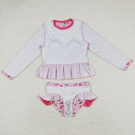 Baby Girls Swimsuits Fashion Long Sleeve Top Bummie Swimsuits S0293