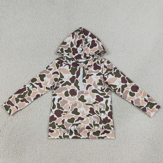 Baby Boys Clothes Deer Dogs Ducks Camo Hunting Zip Pocket Hoodies Tops BT1852