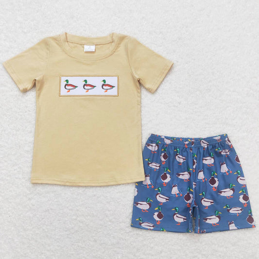 Baby Boys Clothes Duck Embroidery Short Sleeve Tee Top Shorts Sets BSSO0645