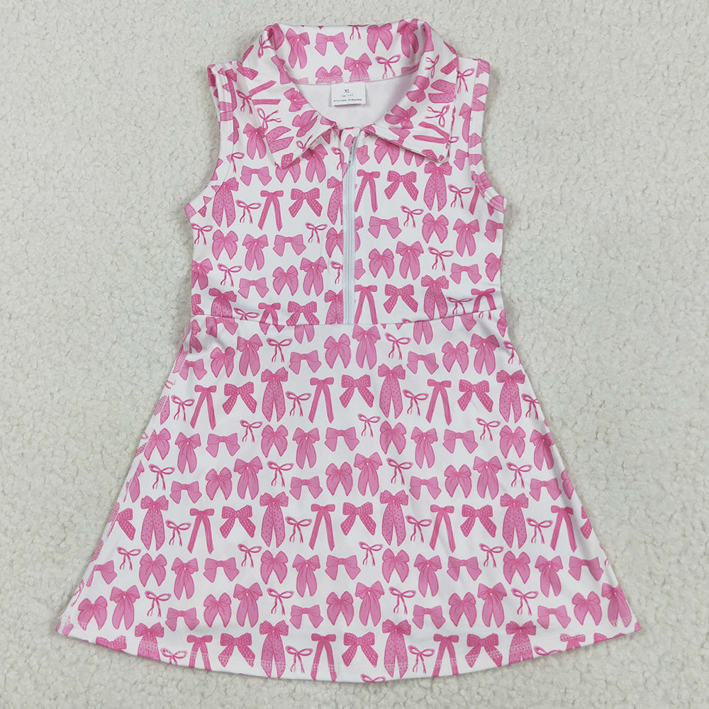 Baby Girls Dress Sleeveless Pink Bows Zipper Yoga Active Knee Length Dresses GSD2379 5.10