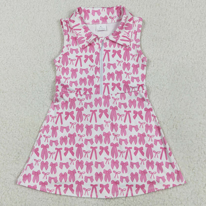 Baby Girls Dress Sleeveless Pink Bows Zipper Yoga Active Knee Length Dresses GSD2379 5.10