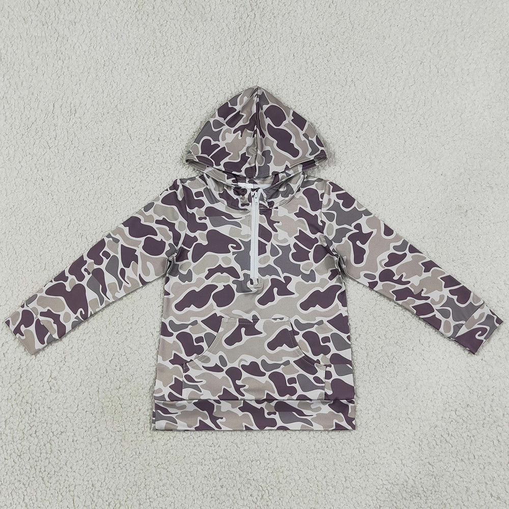Baby Boys Long Sleeve Southern Camo Zip Pocket Hoodies Tops BT1848