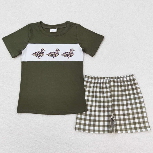 Baby Boys Clothes Leopard Duck Green Shirt Shorts Kids Sibling Clothes Girls Sets BSSO0663