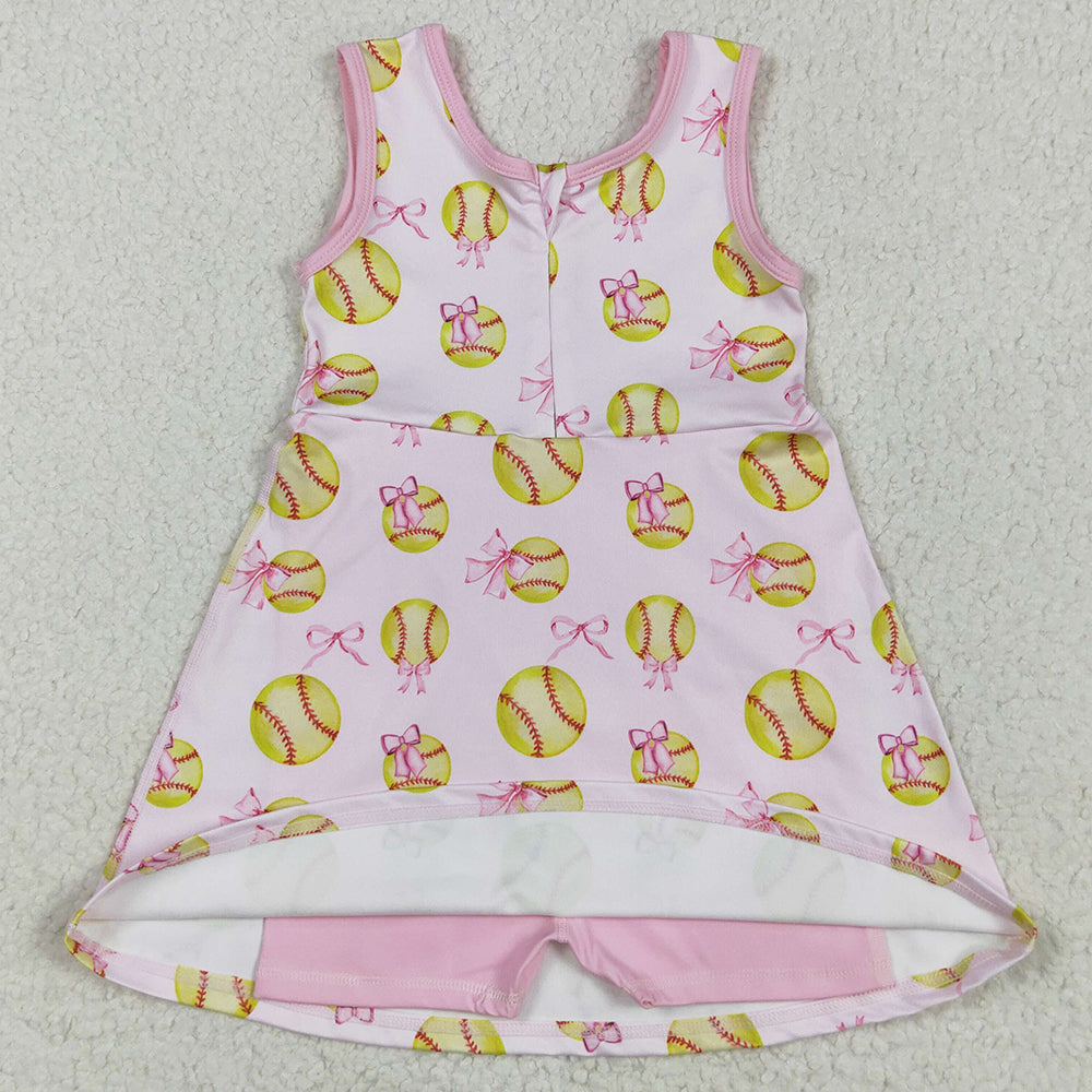 Baby Girls Dress Softball Bow Athletic Active Wear Knee Length Dresses GSD2048 5.10