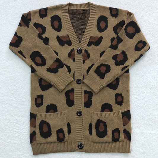 Baby Kids Sweater Leopard Woolen Girls Cardigan Sweaters GT0189