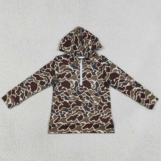 Baby Boys Clothes Southern Dark Green Camo Zip Pocket Hoodies Tops BT1854