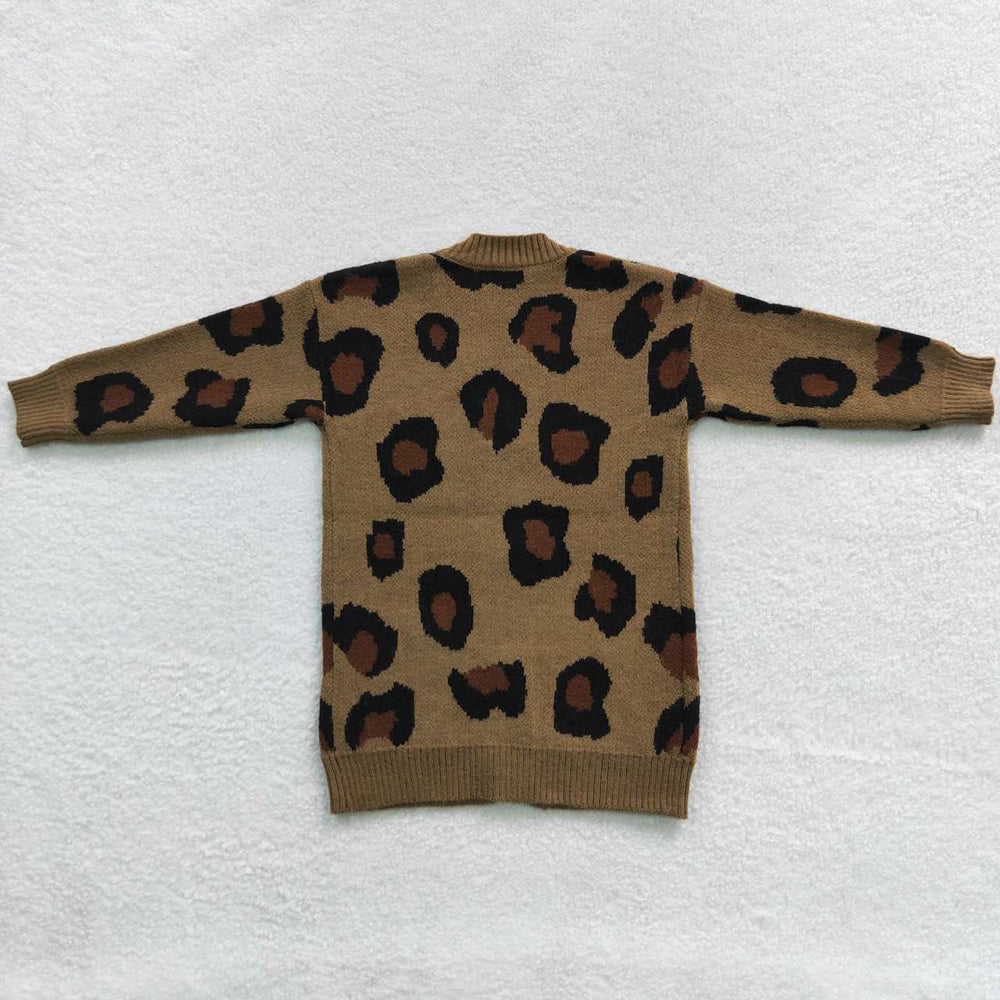 Baby Kids Sweater Leopard Woolen Girls Cardigan Sweaters GT0189