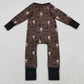 Baby Boys Brown Bull Skulls Western Two Way Zipper Convertible Rompers LR2591 11.6