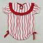 Baby Girls Smocked Baseballs Bows Red Stripe Team Ruffle Rompers SR3345 12.20