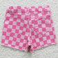 Baby Girls Jeans Pink Plaid Distressed Denim Shorts SS0092