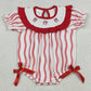 Baby Girls Smocked Baseballs Bows Red Stripe Team Ruffle Rompers SR3345 12.20