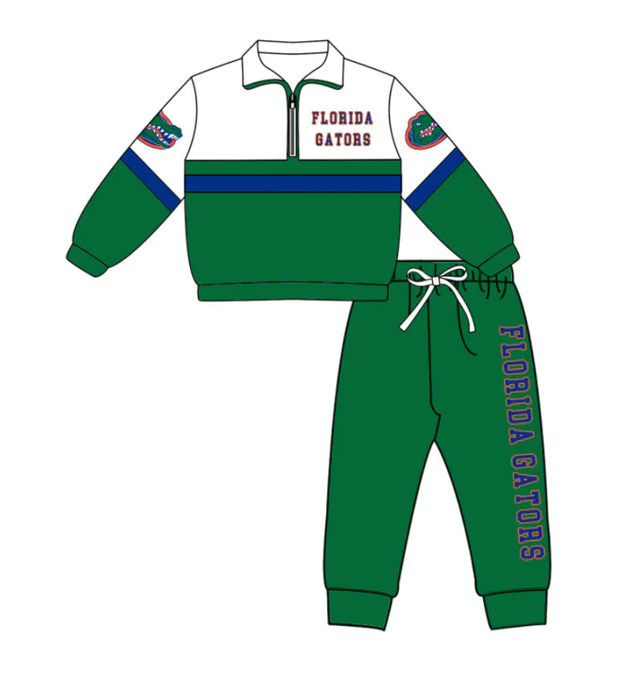 Preorder (moq 5)Baby Boys Florida Gators Zipper Pullover Jogger Pants Team Clothes Set 1.6