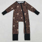 Baby Boys Brown Bull Skulls Western Two Way Zipper Convertible Rompers LR2591 11.6