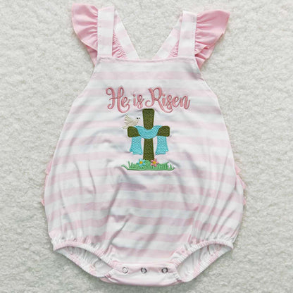 Baby Boys Romper Easter He Is Risen Cotton Embroidery Kids Sibling Rompers SR0565