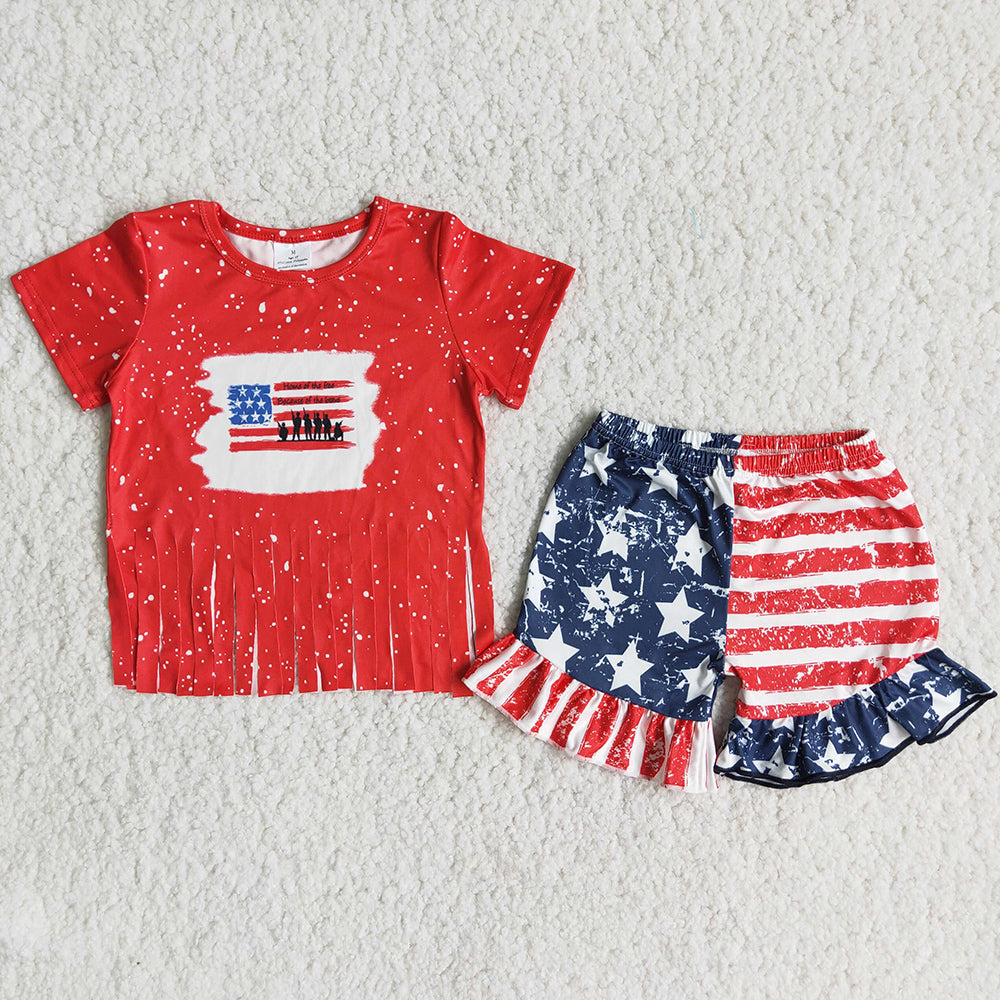 July 4th Baby Girls Clothes Boutique Kids Clothes Summer Girls Outfits Wholesale C16-2