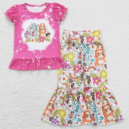 Baby Girls Clothes Spring Summer Flowers Shirts Tops Bell Pants Sets GSPO1375