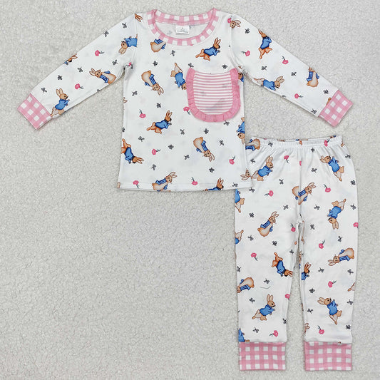 Baby Girls Pajamas Easter Bunny Pocket Top Pants Pajamas Sets GLP2226