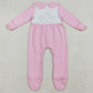 Baby Girls Rompers Embroidery Pumpkins Turkey Thanksgiving Pink Fall Footed Rompers LR2563 10.2