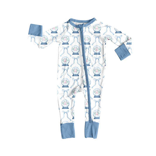 Preorder(moq 5)Baby Infant Christmas Bows Ball Zipper Footie Rompers 8.11