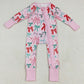 Baby Girls Rompers Pink Long Sleeves Colorful Bows Zipper Rompers LR2266 6.24