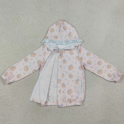 Baby Girls Long Sleeve Flowers Pumpkins Fall Zip Pockets Ruffle Hoodies Jackets Top GT1660
