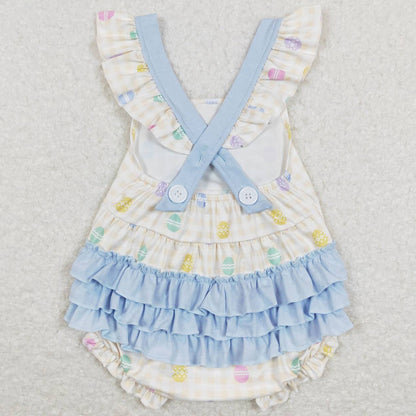 Baby Infant Girls Romper Easter Eggs Bow Ruffle Bubble Rompers SR0656