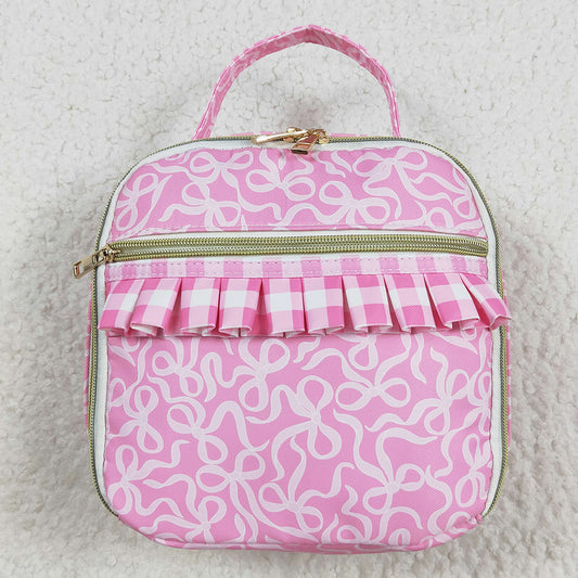 Baby Girls Lunch Boxes Pink Bows Plaid Ruffle School Bags Lunch Boxes BA0310 8.6