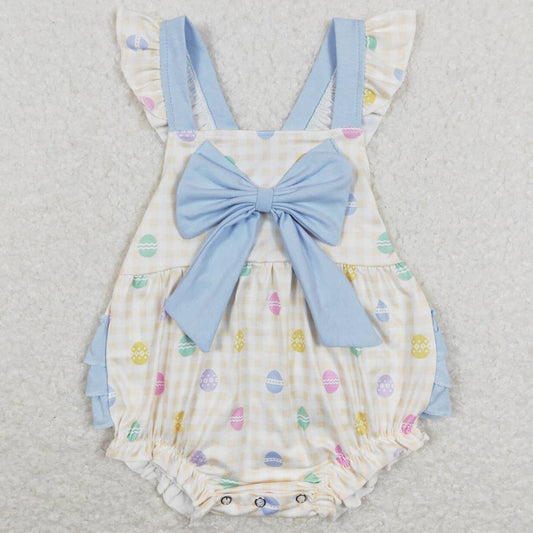 Baby Infant Girls Romper Easter Eggs Bow Ruffle Bubble Rompers SR0656