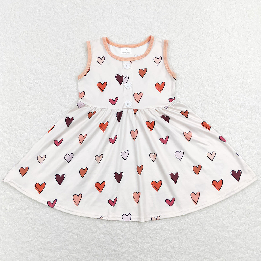 Baby Girls Dress Valentines Hearts Knee Length Dresses GSD0617