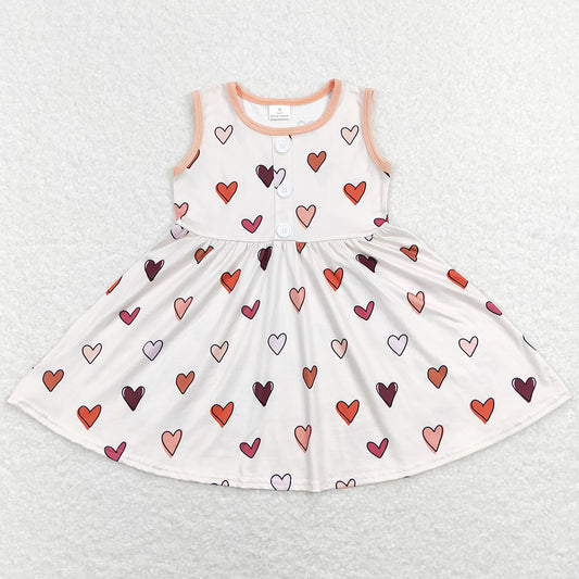 Baby Girls Dress Valentines Hearts Knee Length Dresses GSD0617