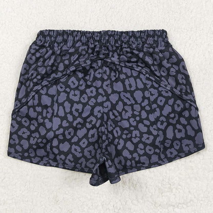 Adult Women Shorts Black Leopard Yoga Summer Shorts SS0471 5.21