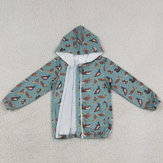 Baby Boys Clothes Green Ducks Hunting Zip Pockets Hoodie Jacket Top BT1818