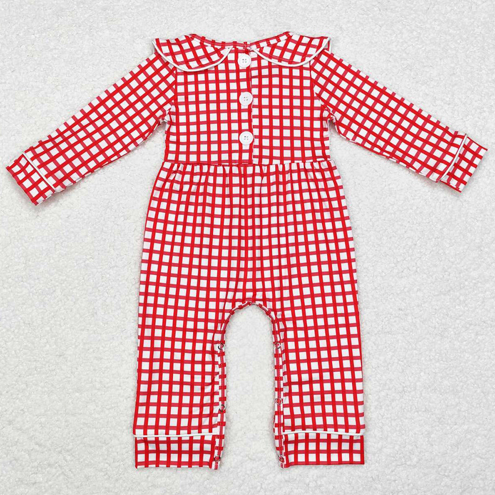 Baby Infant Girls Rompers Christmas Red Checkered Santas Rompers LR1263