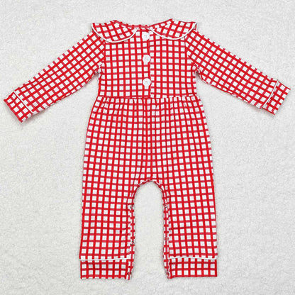 Baby Infant Girls Rompers Christmas Red Checkered Santas Rompers LR1263