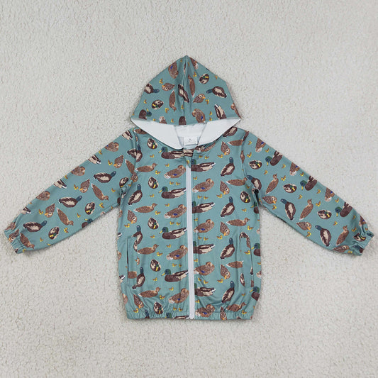 Baby Boys Clothes Green Ducks Hunting Zip Pockets Hoodie Jacket Top BT1818